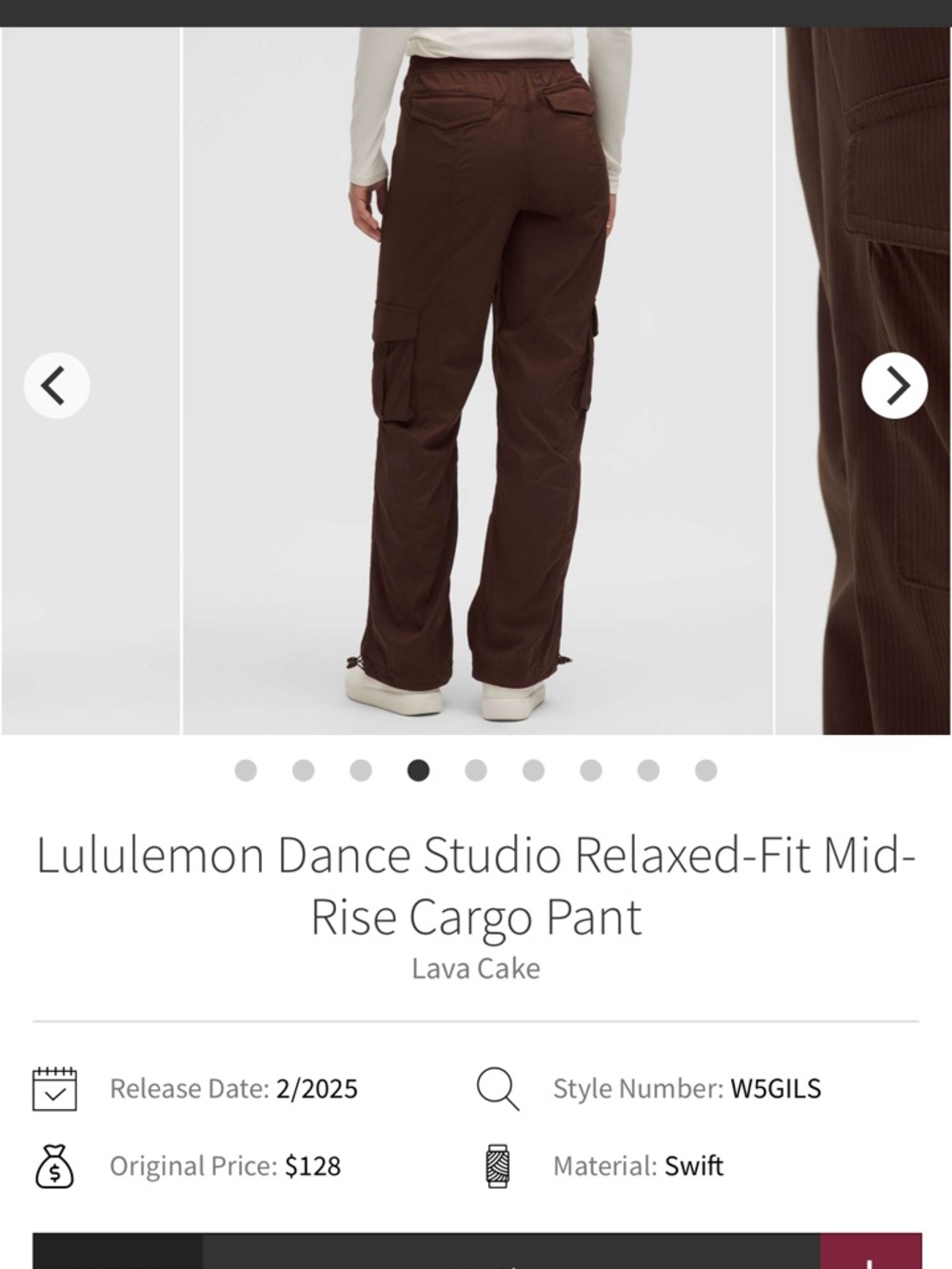 NEW with tags! Lululemon Dance Studio Relaxed-Fit Mid-Rise Cargo Pant
Lava Cake - Picture 7 of 8